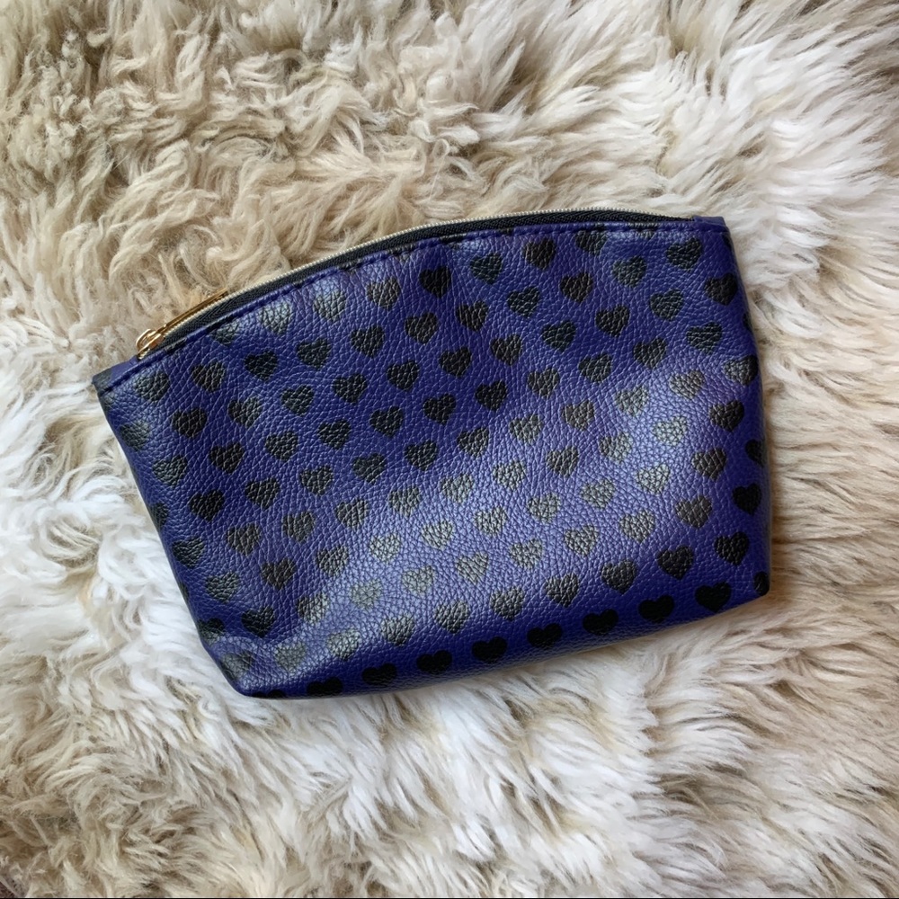 Purple with Black Heart Pattern Makeup Bag